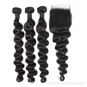 Wholesale Vendors 100%  Human Hair Extension Bundles With HD Lace Frontal Closure Raw Mink Cuticle Aligned Hair Weave Weft